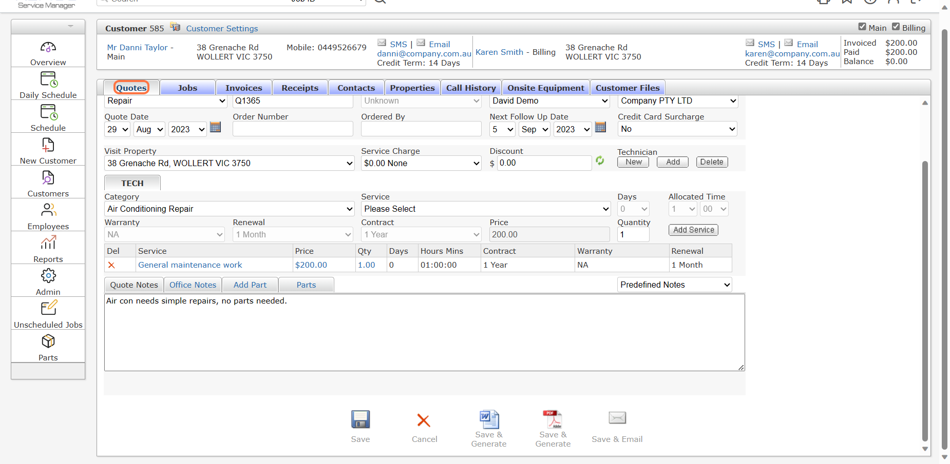 Create a new quote - Help Documentation