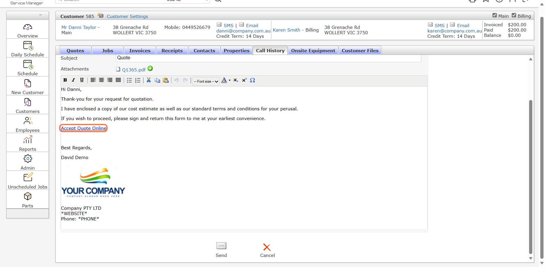 Create a new quote - Help Documentation