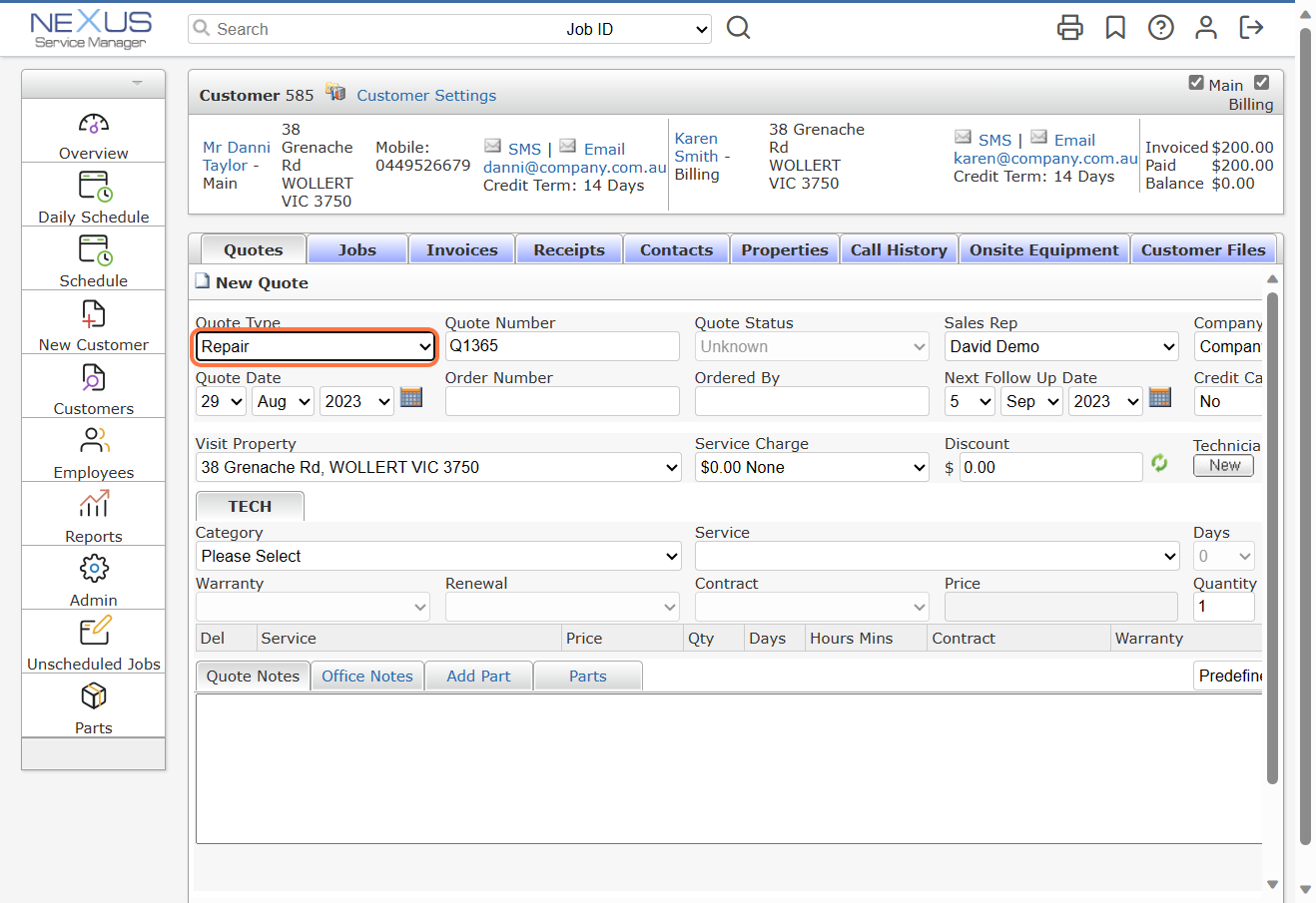 Create a new quote - Help Documentation