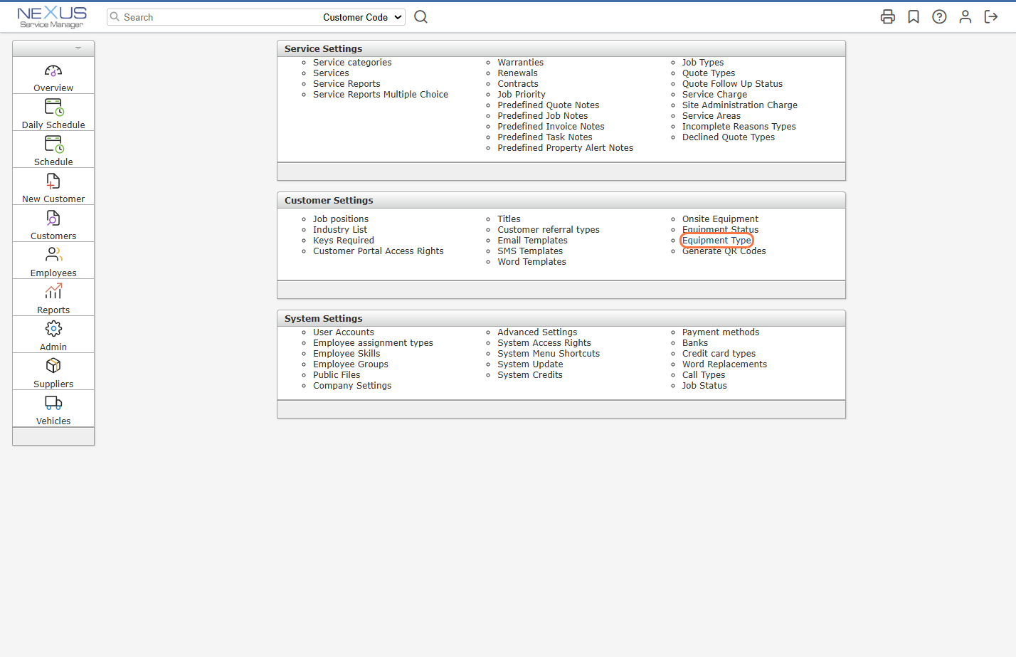 Click on Customer Resources beneath Service Reports.