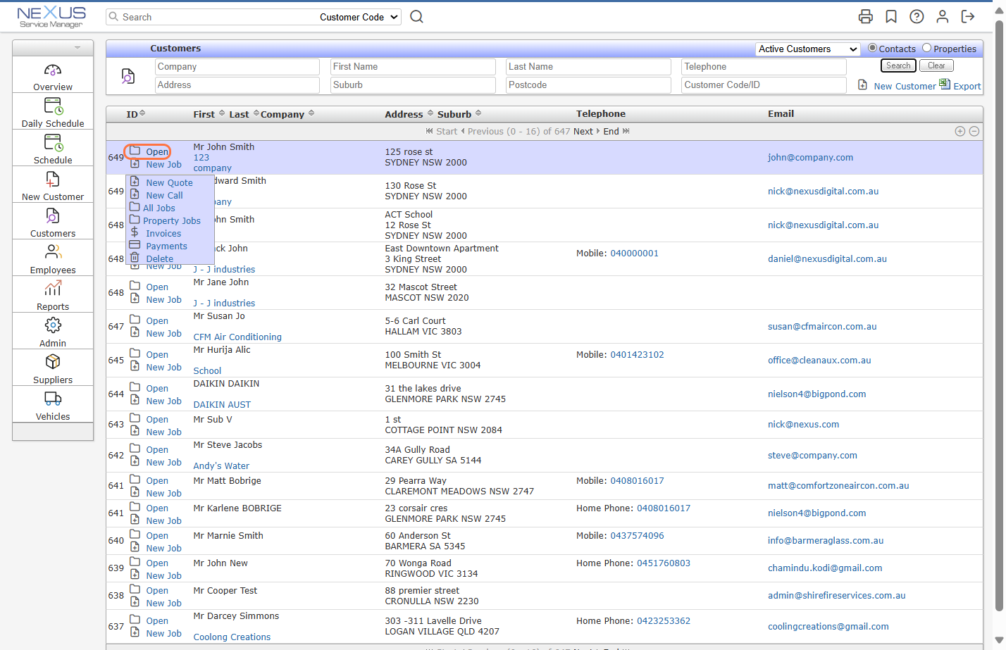 Click on the drop-down menu to select the appropriate rights for the customer.