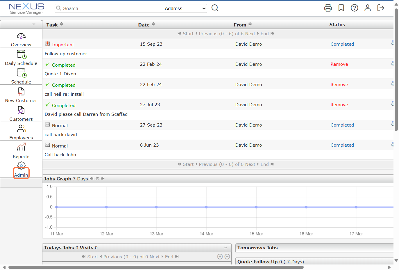 Click on Admin from the main menu on the left-hand side.